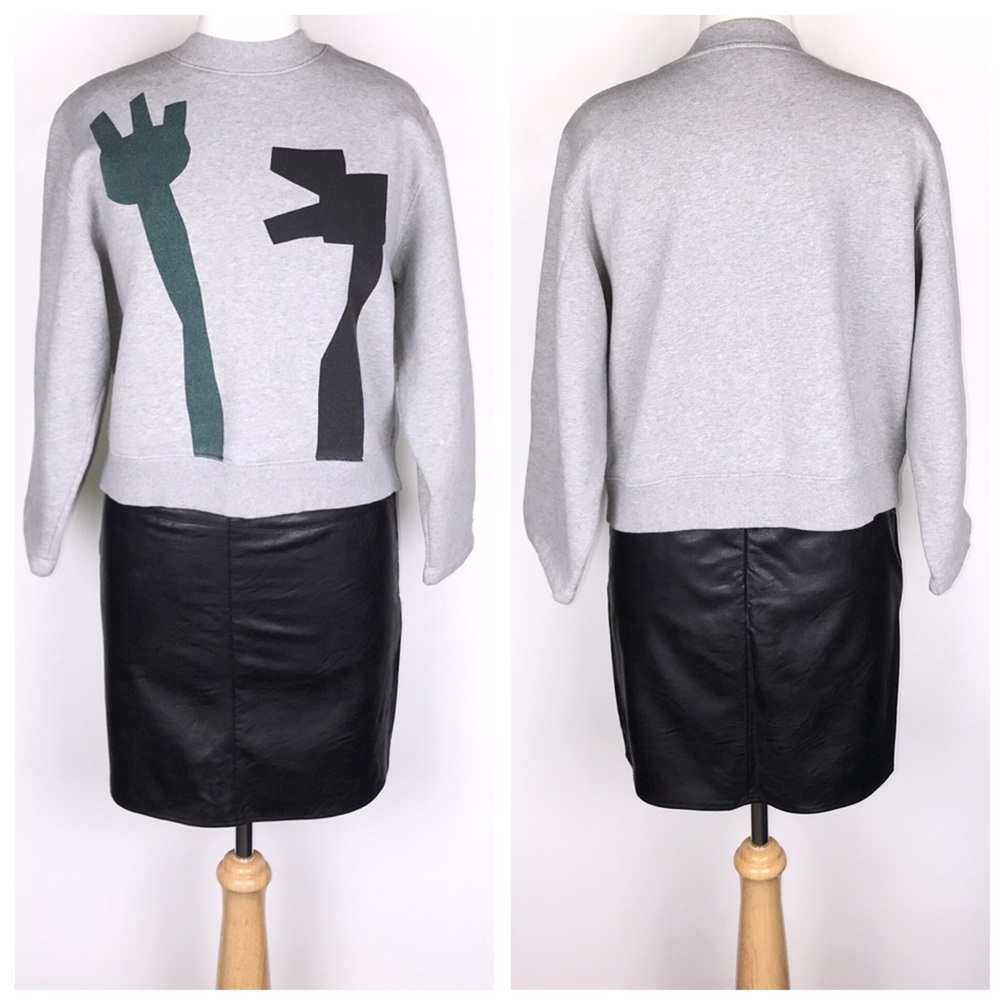 Acne Studios Gray Bird Flower Print Sweatshirt - Picture 3 of 8